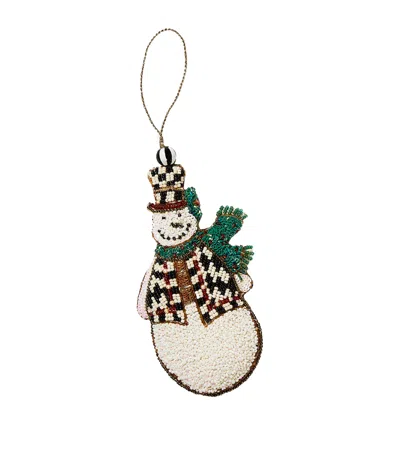 Mackenzie-childs Snowman Beaded Ornament In White