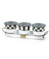 Mackenzie-childs Spectator Galvanized Herb Pots, Set Of 3 In Black,white