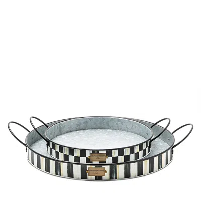 Mackenzie-childs Spectator Galvanized Tray Set In Black/white