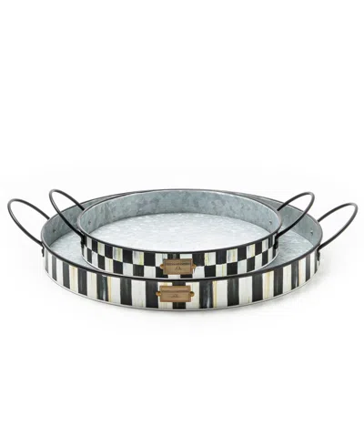 MACKENZIE-CHILDS SPECTATOR GALVANIZED SERVING TRAYS, SET OF 2