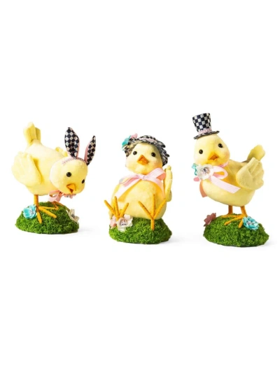 Mackenzie-childs Spring Fling 3-piece Chick Set In Yellow