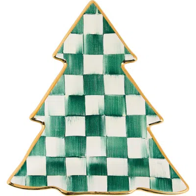 Mackenzie-childs Mackenzie Childs Spruce Check Tree Dish In Green