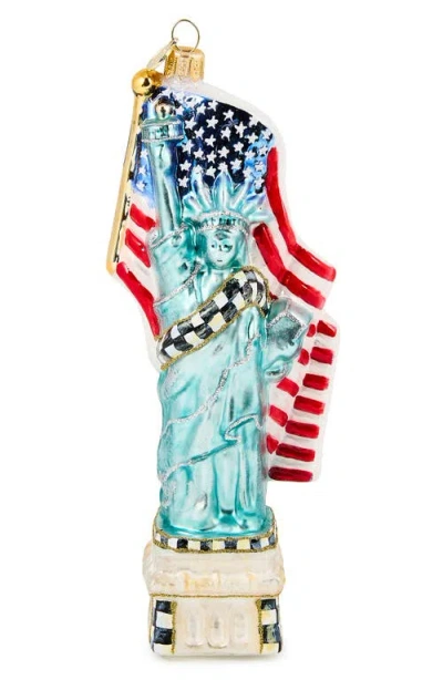 Mackenzie-childs Mackenzie Childs Statue Of Liberty Glass Ornament In Blue