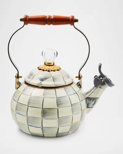 Mackenzie-childs Sterling Check 1-qt. Whistling Tea Kettle In Green