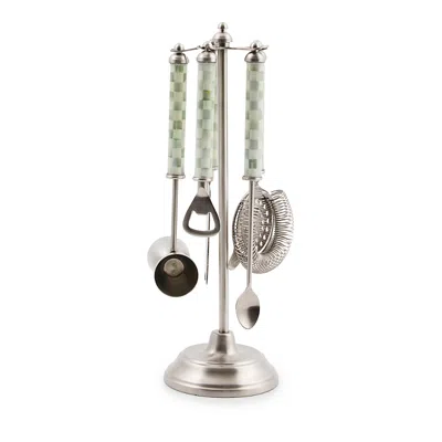 Mackenzie-childs Sterling Check 3260 Bar Tool Set In Gray