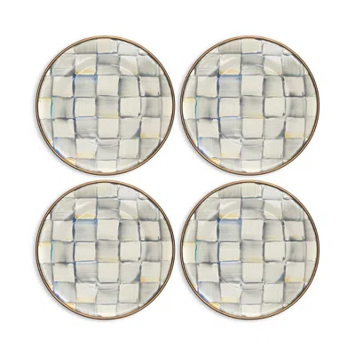 MACKENZIE-CHILDS MACKENZIE-CHILDS STERLING CHECK ENAMEL APPETIZER PLATES, SET OF 4