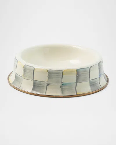 Mackenzie-childs Sterling Check Enamel Cat Dish