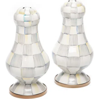Mackenzie-childs Mackenzie Childs Sterling Check Enamel Large Salt & Pepper Shaker Set In Gray