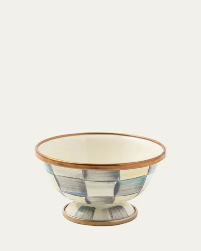 Mackenzie-childs Sterling Check Enamel Little Sugar Bowl In Blue
