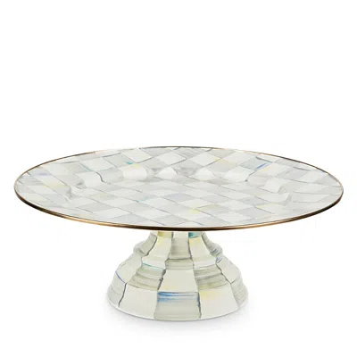 MACKENZIE-CHILDS MACKENZIE-CHILDS STERLING CHECK ENAMEL PEDESTAL PLATTER