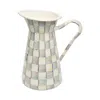 Mackenzie-childs Mackenzie Childs Sterling Check Medium Enameled Steel Practical Pitcher In Gray/white