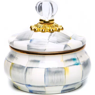 Mackenzie-childs Mackenzie Childs Sterling Check Enamel Squashed Pot In White
