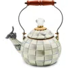 Mackenzie-childs Mackenzie Childs Sterling Check® Enameled Steel 2-quart Whistling Tea Kettle In Green