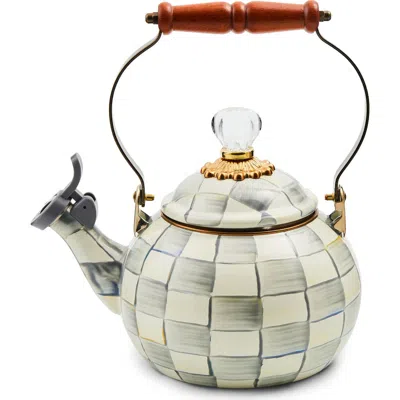 Mackenzie-childs Mackenzie Childs Sterling Check® Enameled Steel 2-quart Whistling Tea Kettle In Green