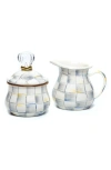 Mackenzie-childs Mackenzie Childs Sterling Check Enameled Steel Creamer & Sugar Set In White