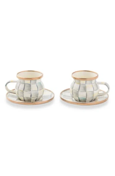 Mackenzie-childs Mackenzie Childs Sterling Check Enameled Steel Espresso Cups & Saucers Set In Multi