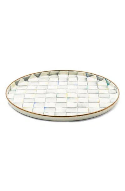 Mackenzie-childs Mackenzie Childs Sterling Check Enameled Steel Round Tray In Neutral