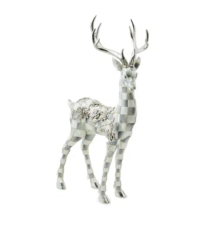 Mackenzie-childs Sterling Check Garland Standing Deer In Grey