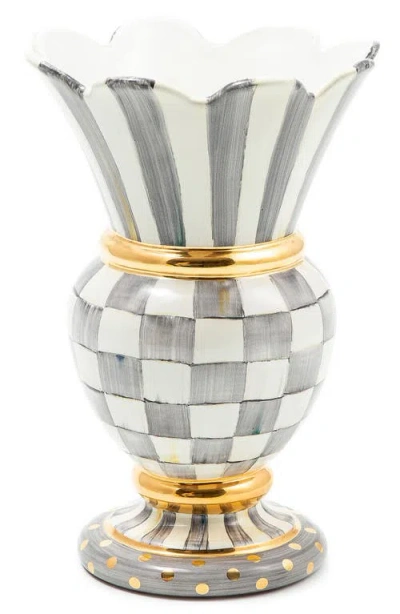 Mackenzie-childs Mackenzie Childs Sterling Check Great Ceramic Vase In Gray