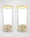 Mackenzie-childs Sterling Check Highball Glass, Set Of 2