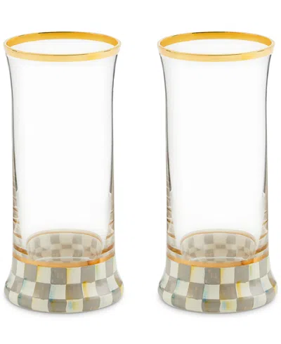 MACKENZIE-CHILDS STERLING CHECK HIGHBALL GLASS, SET OF 2