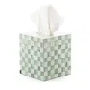 Mackenzie-childs Sterling Check Lacquer Boutique Tissue Box Cover In Green