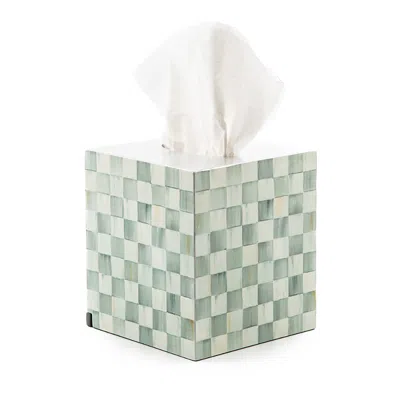 Mackenzie-childs Sterling Check Lacquer Boutique Tissue Box Cover In Green