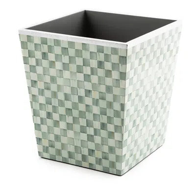 Mackenzie-childs Sterling Check Lacquer Waste Bin In Green