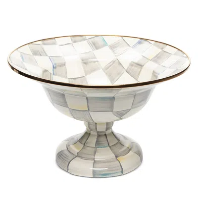 MACKENZIE-CHILDS MACKENZIE-CHILDS STERLING CHECK LARGE ENAMEL COMPOTE
