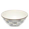 Mackenzie-childs Sterling Check Enamel Everyday Bowl, Extra Large In Gray/white