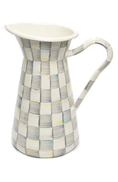 Mackenzie-childs Mackenzie Childs Sterling Check Large Enameled Steel Practical Pitcher In Gray