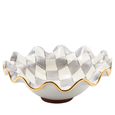 Mackenzie-childs Sterling Check Medium Fluted Serving Bowl In Multi