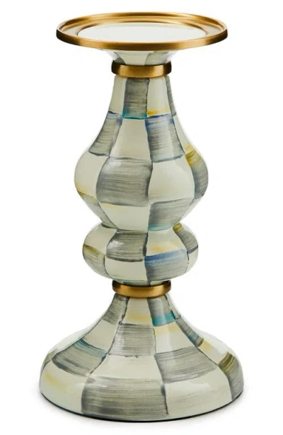 MACKENZIE-CHILDS MACKENZIE CHILDS STERLING CHECK MEDIUM PILLAR CANDLEHOLDER