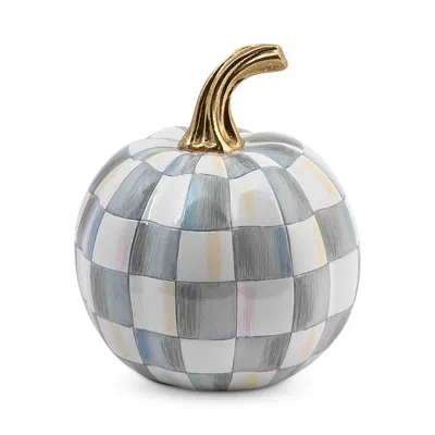 Mackenzie-childs Sterling Check Mini Pumpkin In White