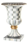 Mackenzie-childs Mackenzie Childs Sterling Check Pedestal Tabletop Urn In Gray