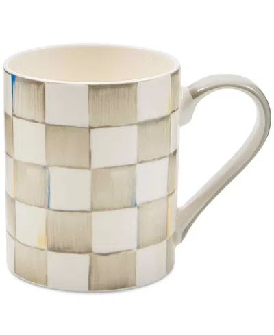 Mackenzie-childs Sterling Check Porcelain Mug In Gray