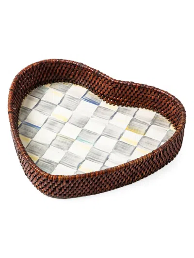 Mackenzie-childs Sterling Check Rattan Heart Tray In Brown