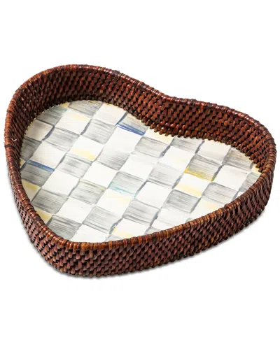 Mackenzie-childs Sterling Check Rattan Enamel Heart Tray In No Color