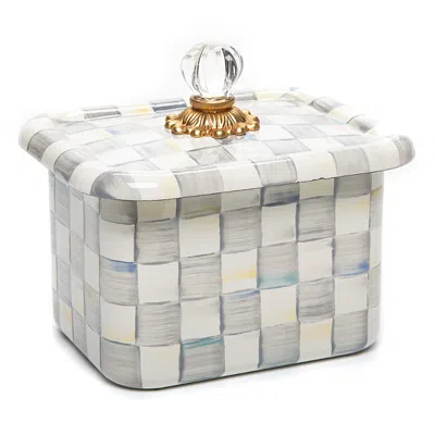 Mackenzie-childs Mackenzie Childs Sterling Check Enameled Steel Recipe Box In White
