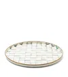 Mackenzie-childs Sterling Check Enamel Round Tray In Grey