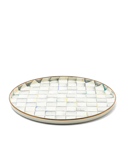 Mackenzie-childs Sterling Check Round Tray In Grey