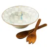 Mackenzie-childs Mackenzie Childs Sterling Check Salad Serving Set In White