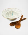 Mackenzie-childs Mackenzie Childs Sterling Check Salad Serving Set In White