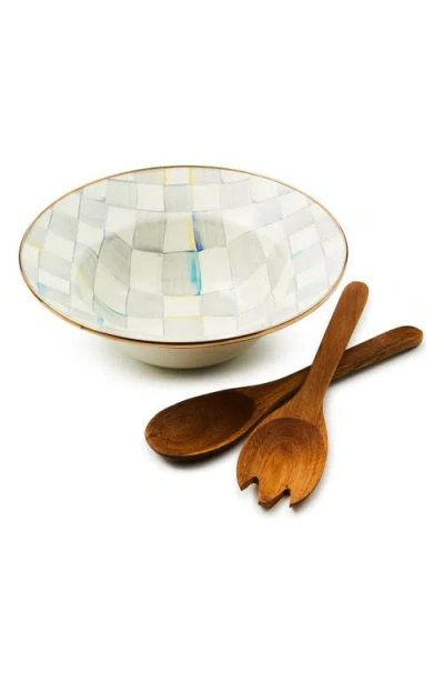 Mackenzie-childs Mackenzie Childs Sterling Check Salad Serving Set