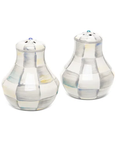 MACKENZIE-CHILDS STERLING CHECK SALT & PEPPER SHAKERS