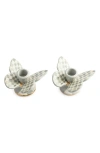 Mackenzie-childs Mackenzie Childs Sterling Check Set Of 2 Butterfly Candle Holders