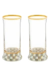 Mackenzie-childs Sterling Check Highball Glass, Set Of 2