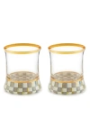 Mackenzie-childs Mackenzie Childs Sterling Check Set Of 2 Tumbler Glasses