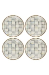 Mackenzie-childs Sterling Check Enamel 4-piece Appetizer Plate Set
