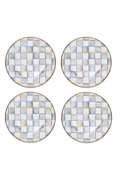 Mackenzie-childs Mackenzie Childs Sterling Check® Set Of 4 Dinner Plates In Gray